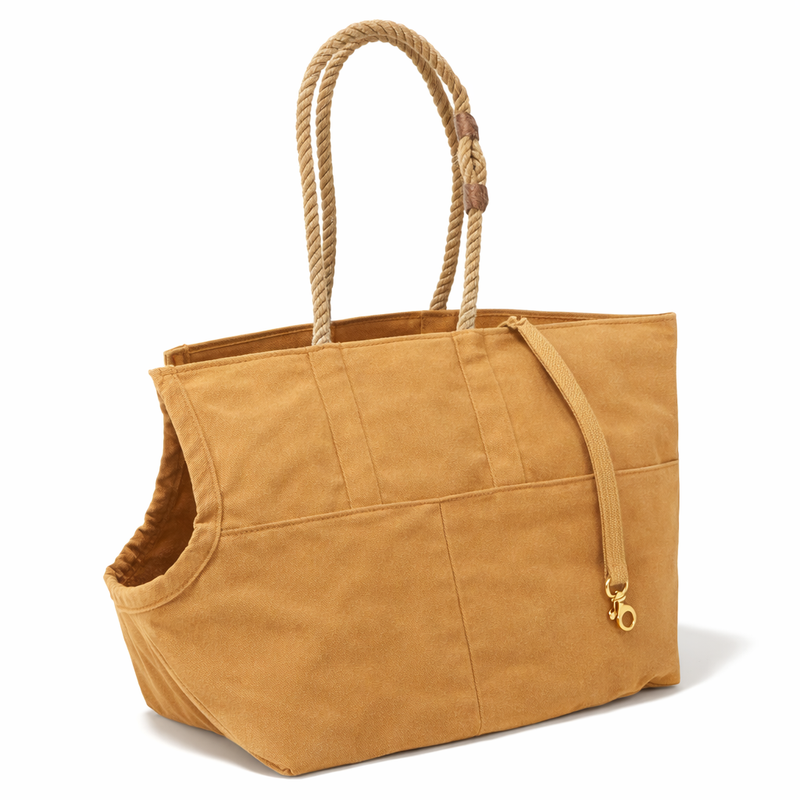Khaki Waxed Cotton Canvas Dog Carrier