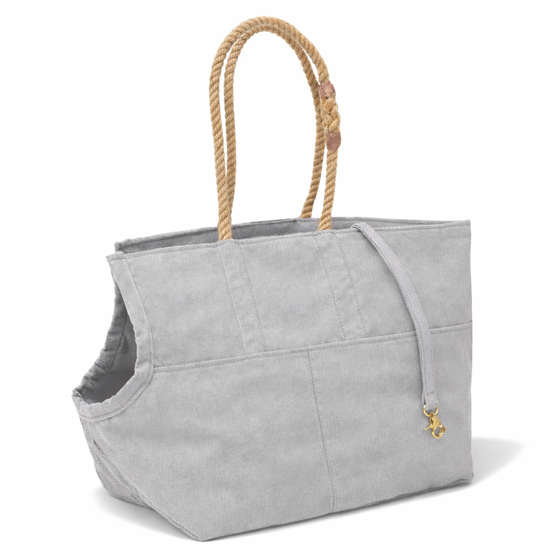 Gray Waxed Cotton Canvas Dog Carrier