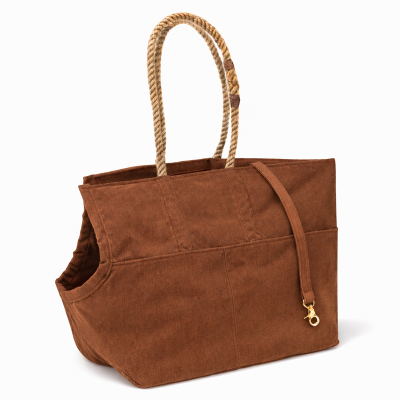 Cinnamon Waxed Cotton Canvas Dog Carrier