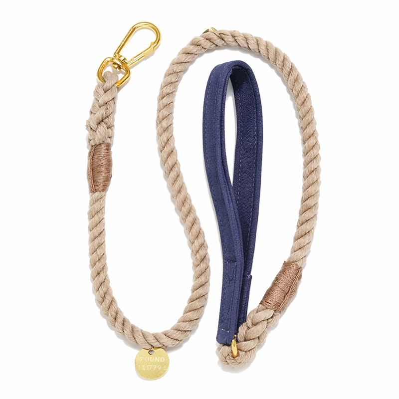 Navy Waxed Cotton Canvas Animal Leash
