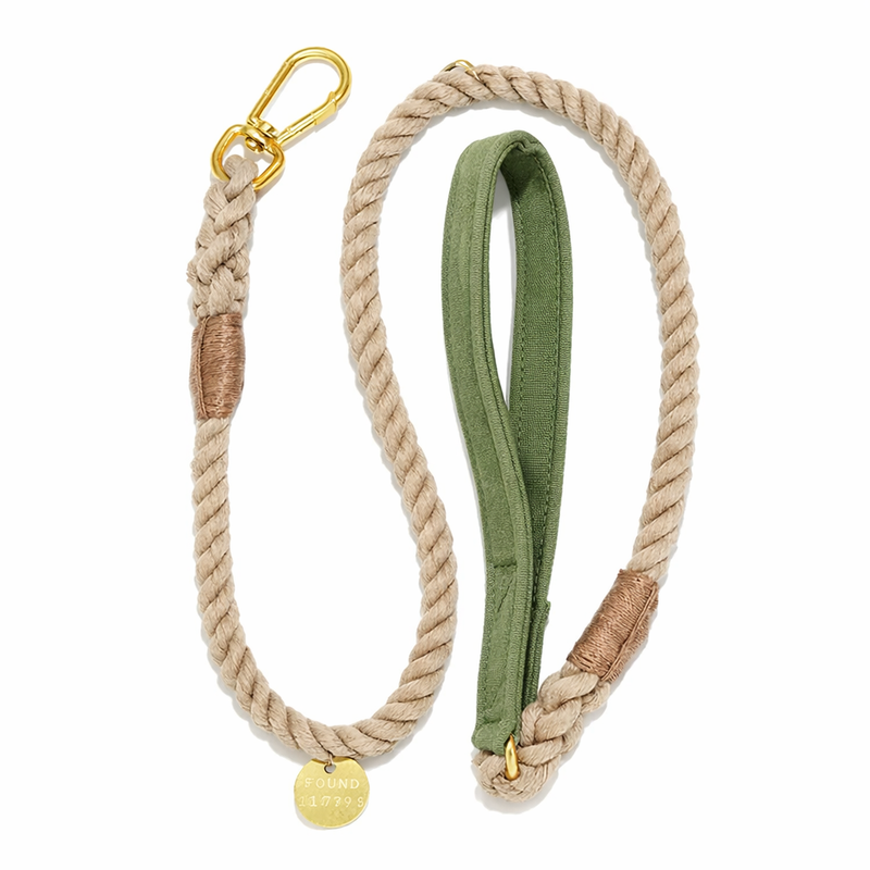 Olive Waxed Cotton Canvas Animal Leash