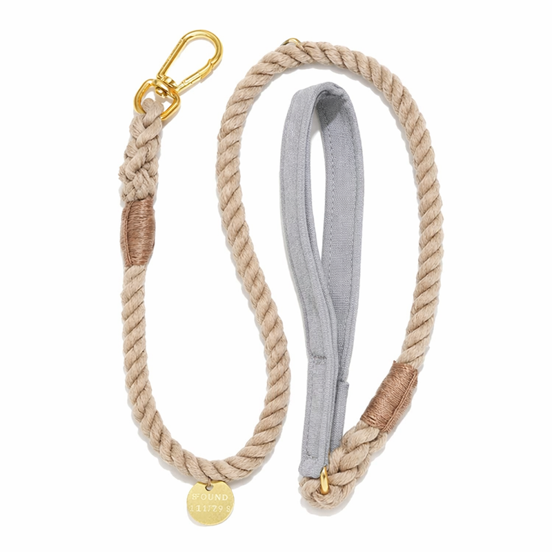 Gray Waxed Cotton Canvas Animal Leash