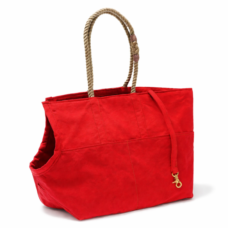 Red Waxed Cotton Canvas Dog Carrier