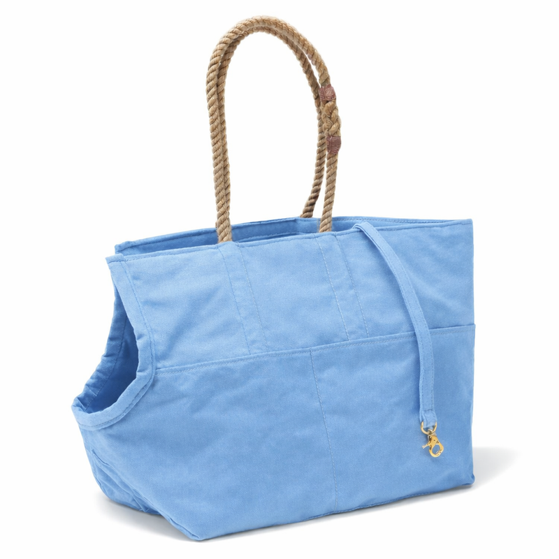Light Blue Waxed Cotton Canvas Dog Carrier