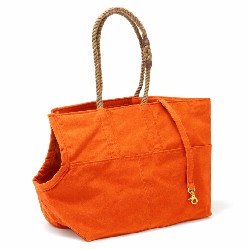 Fire Orange Waxed Cotton Canvas Dog Carrier