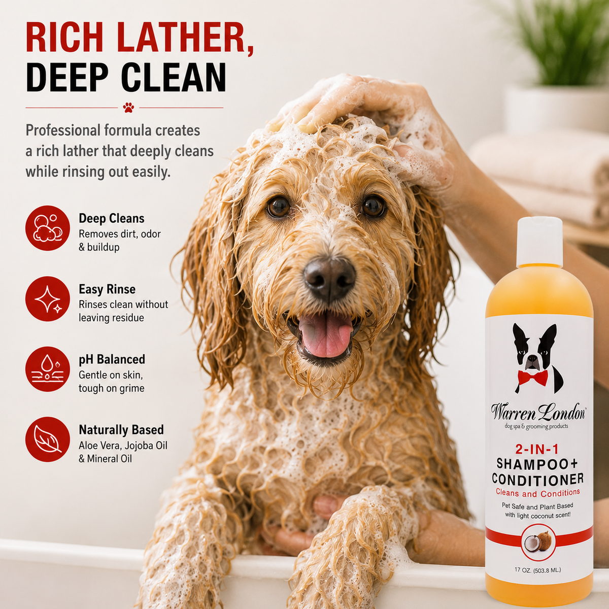 2-in-1 Dog Shampoo + Conditioner - Coconut Scented