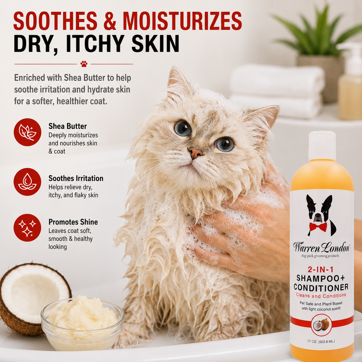 2-in-1 Dog Shampoo + Conditioner - Coconut Scented