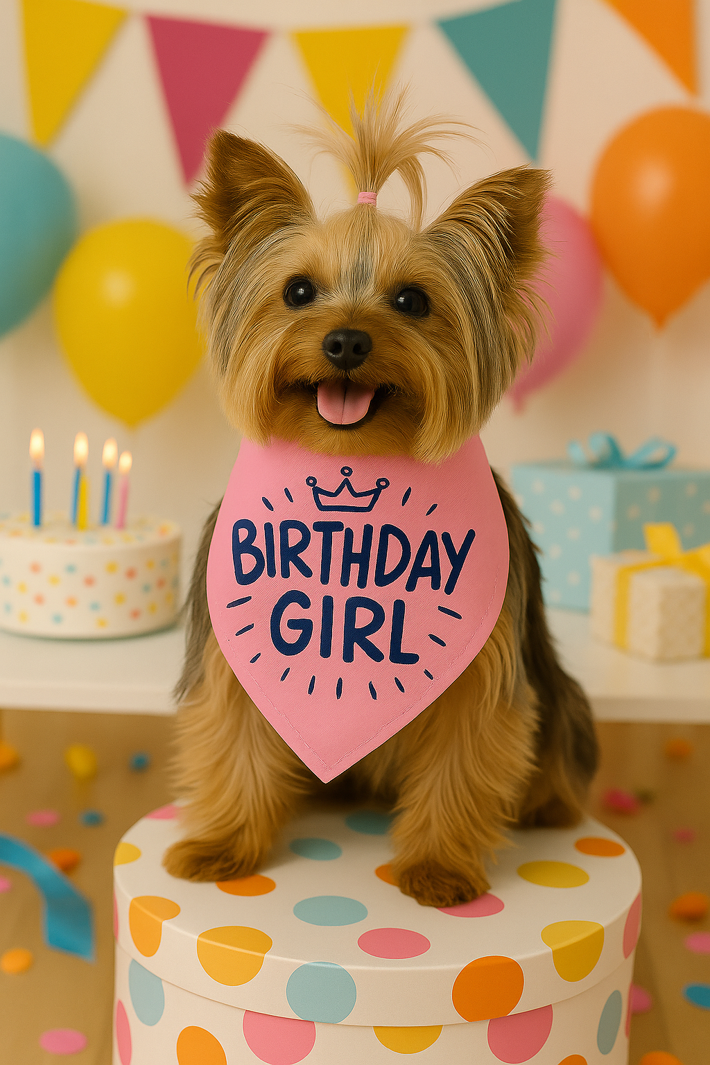 Parisian Pet Birthday Girl Dog Bandana-Pink
