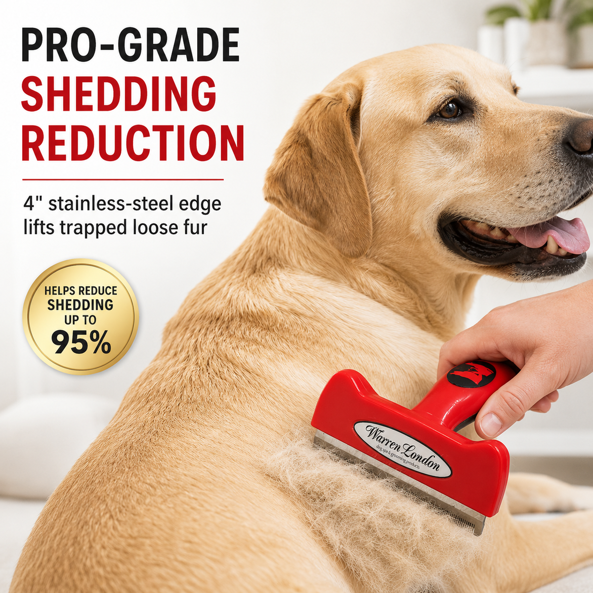 De-Shedding Dog Brush for Long Hair (>1") | HT Animal Supply