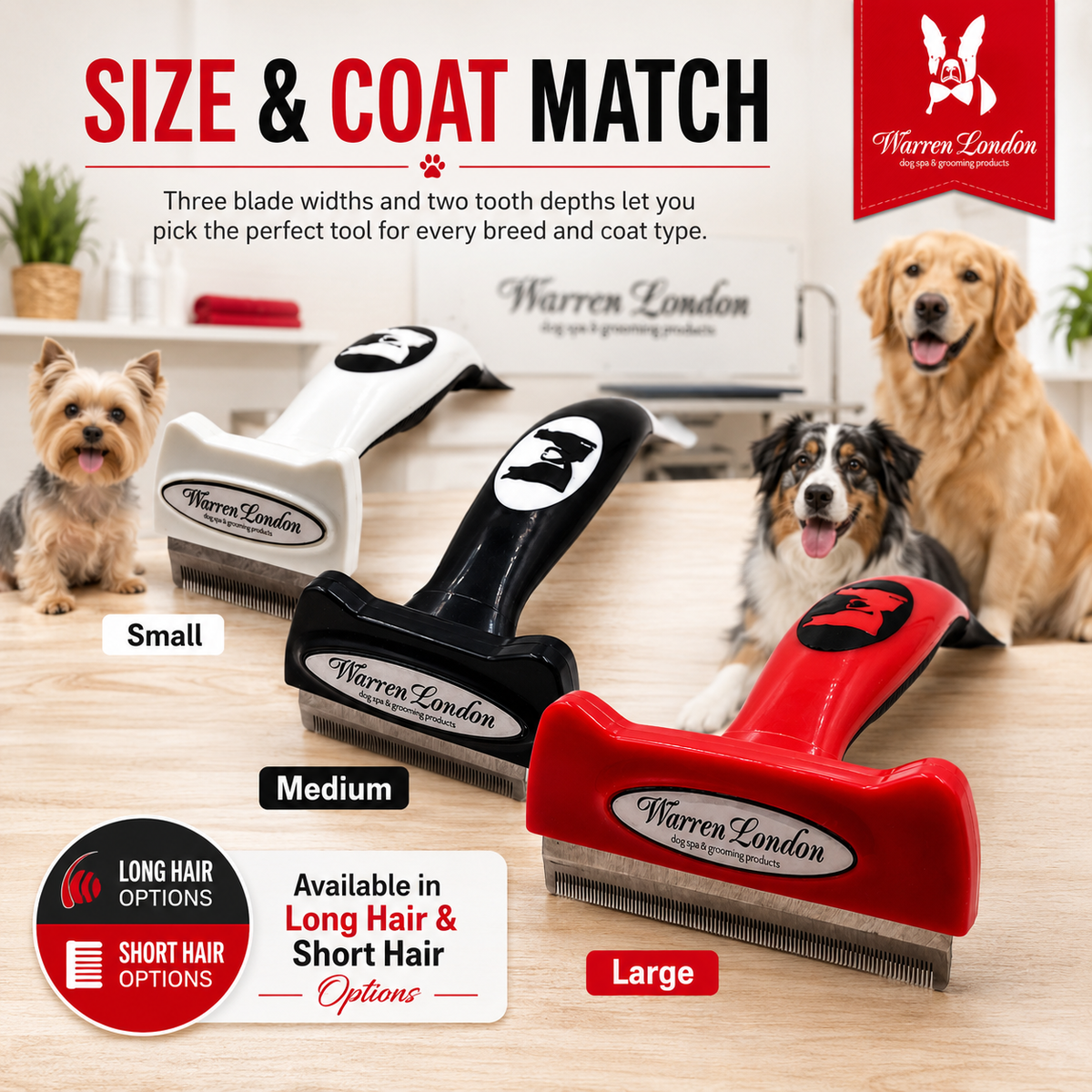 De-Shedding Dog Brush for Long Hair (>1") | HT Animal Supply