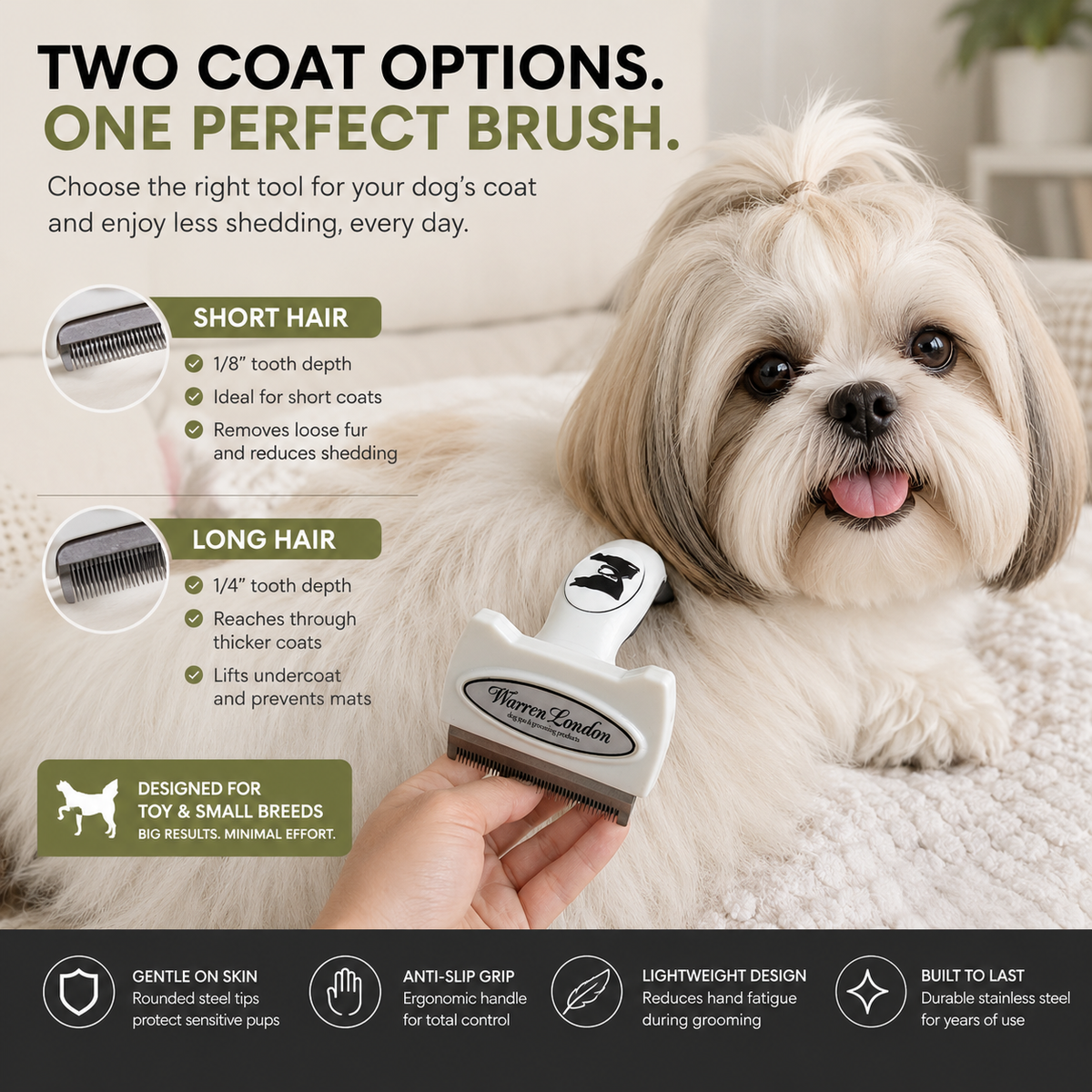 De-Shedding Dog Brush for Short Hair (<1") | HT Animal Supply