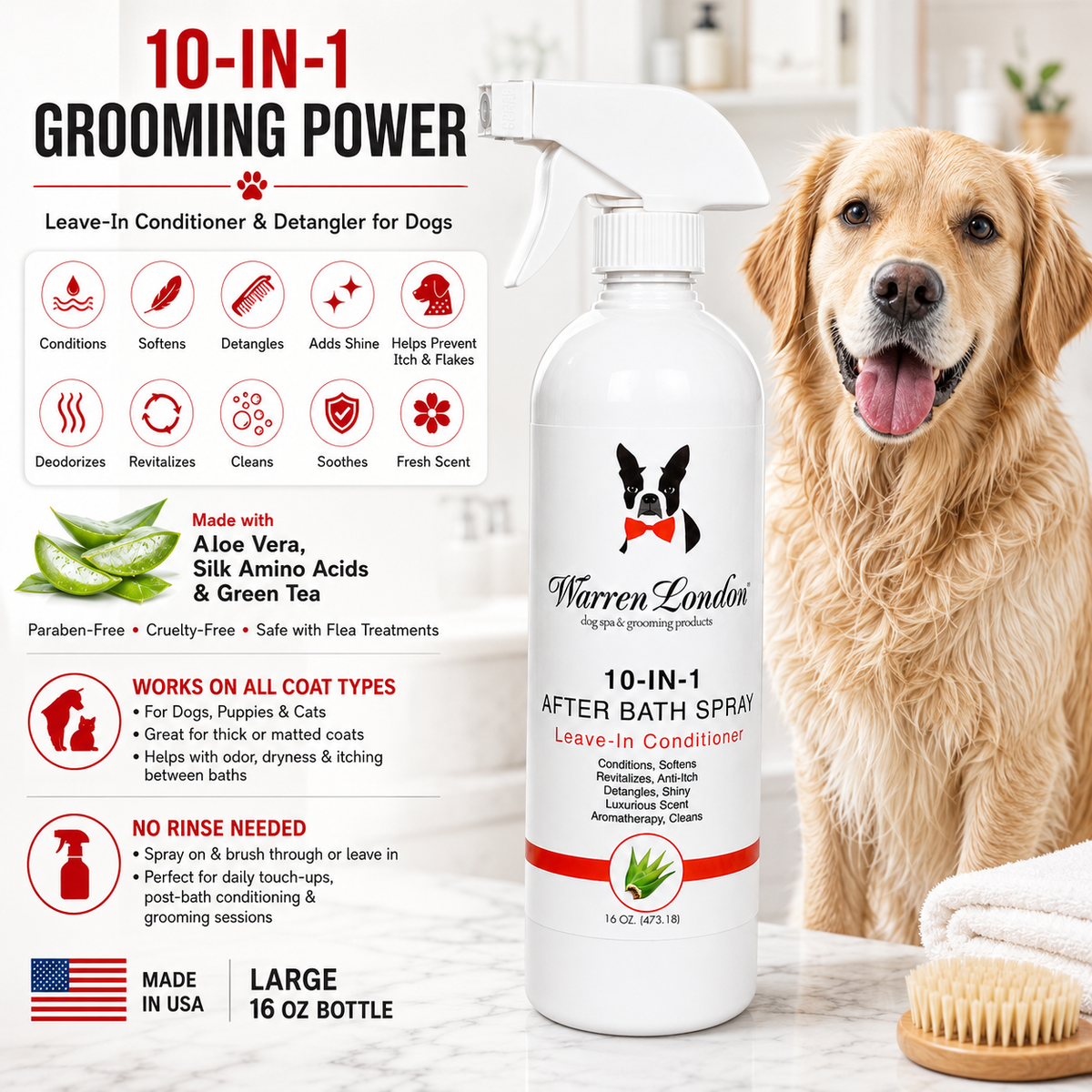10-In-1 After Bath Spray - Professional Size | HT Animal Supply