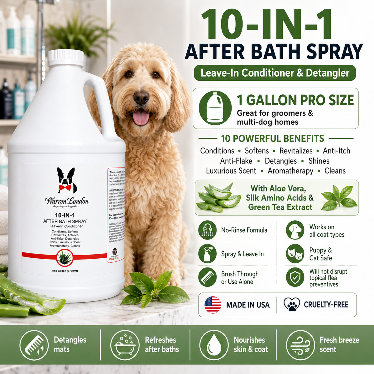 10-In-1 After Bath Spray - Professional Size | HT Animal Supply