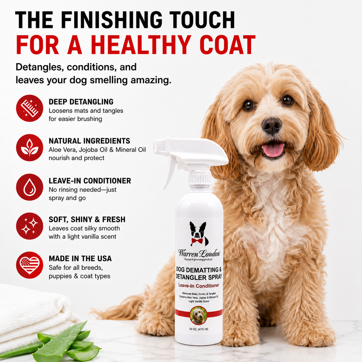 Dog De-matting and Detangler Spray - Leave-In Conditioner | HT Animal Supply