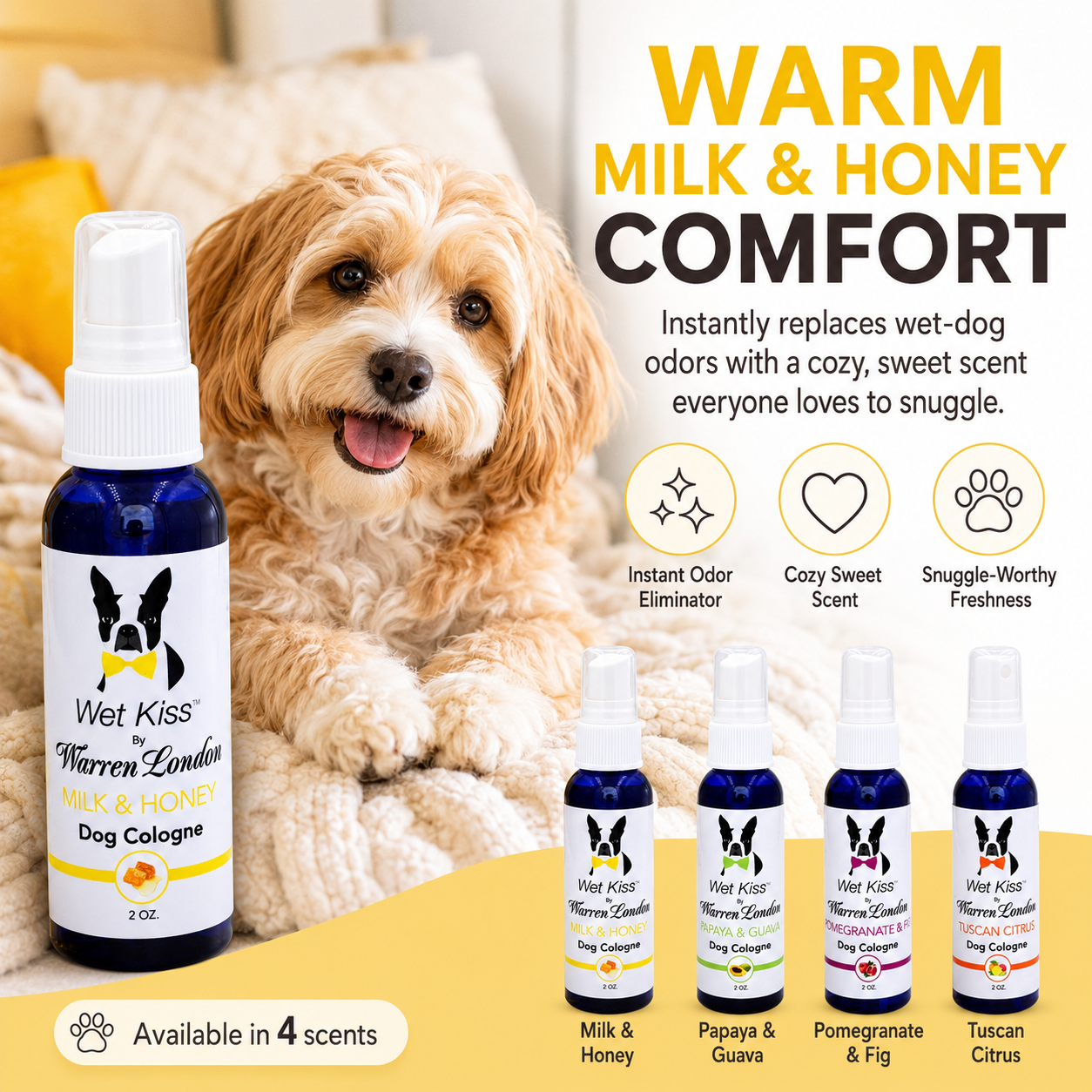 Wet Kiss Dog Cologne By Warren London - 2 Oz or 16 Oz | HT Animal Supply