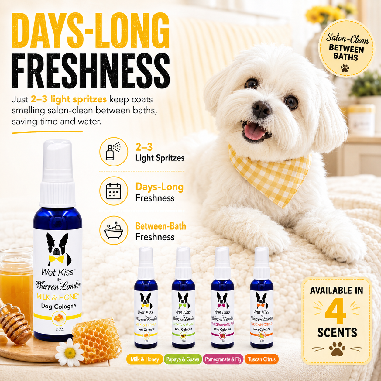 Wet Kiss Dog Cologne By Warren London - 2 Oz or 16 Oz | HT Animal Supply