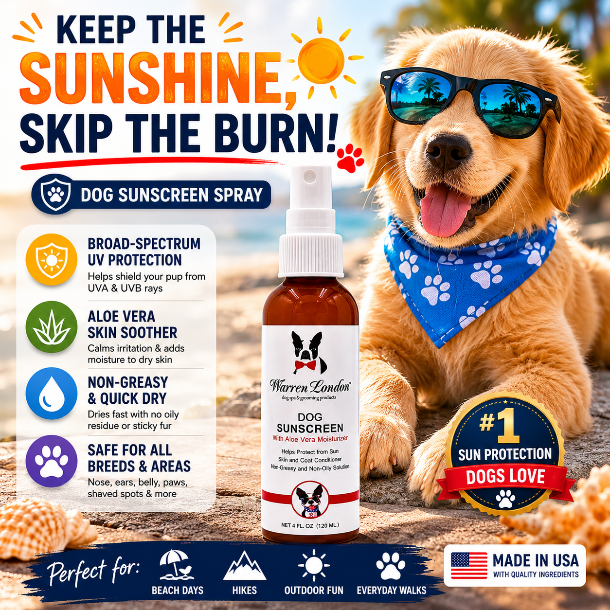 Dog Sunscreen With Aloe Vera Moisturizer | HT Animal Supply