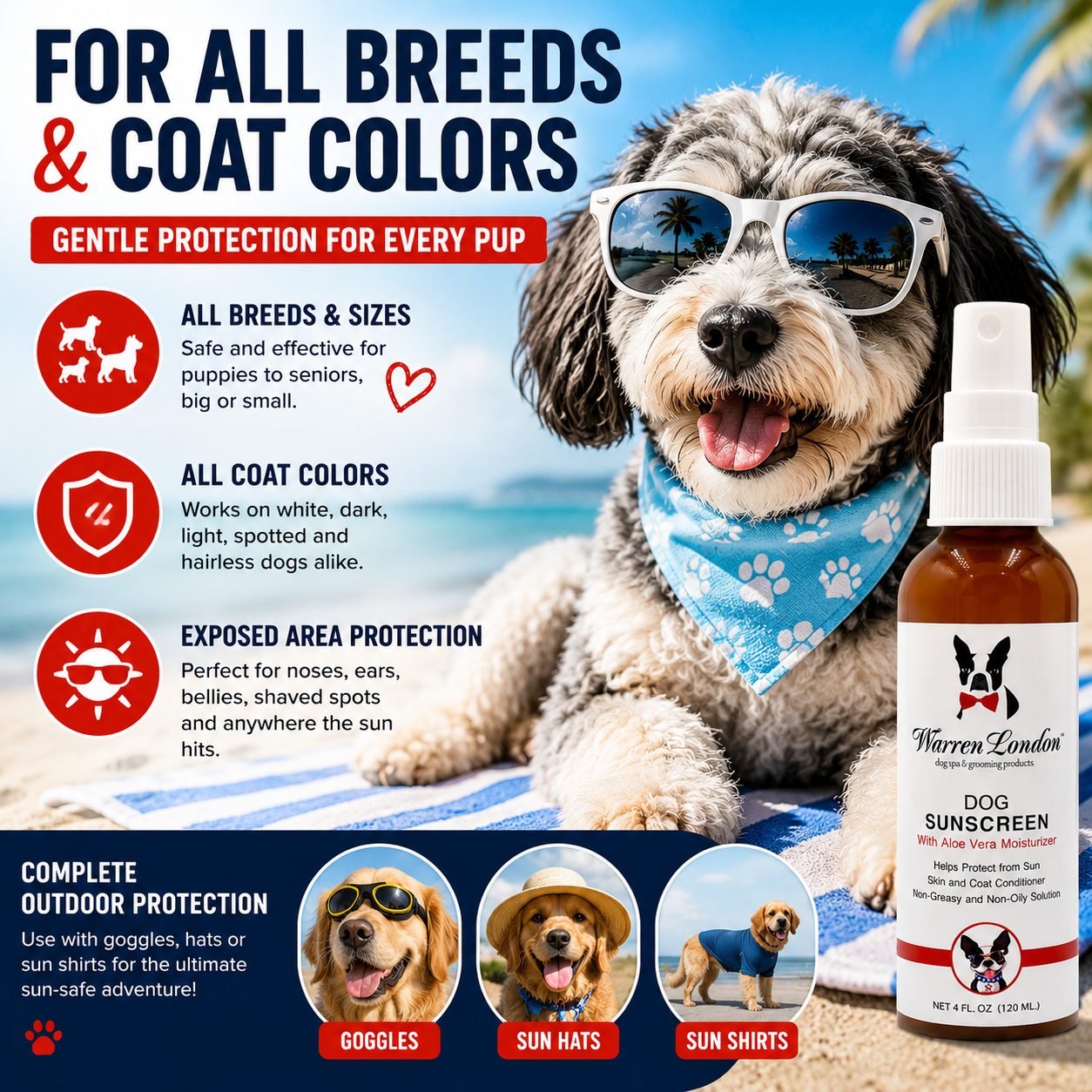 Dog Sunscreen With Aloe Vera Moisturizer | HT Animal Supply