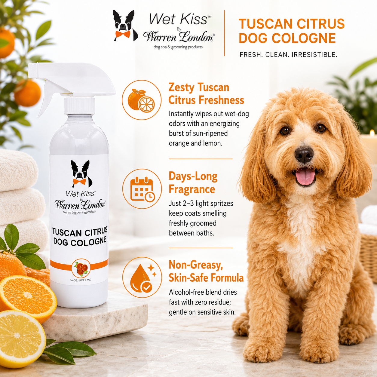 Wet Kiss Dog Cologne By Warren London - 2 Oz or 16 Oz | HT Animal Supply
