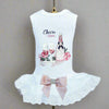 Hello Doggie Cheers Faux Fur Satin Crystal Handmade Dog Dress