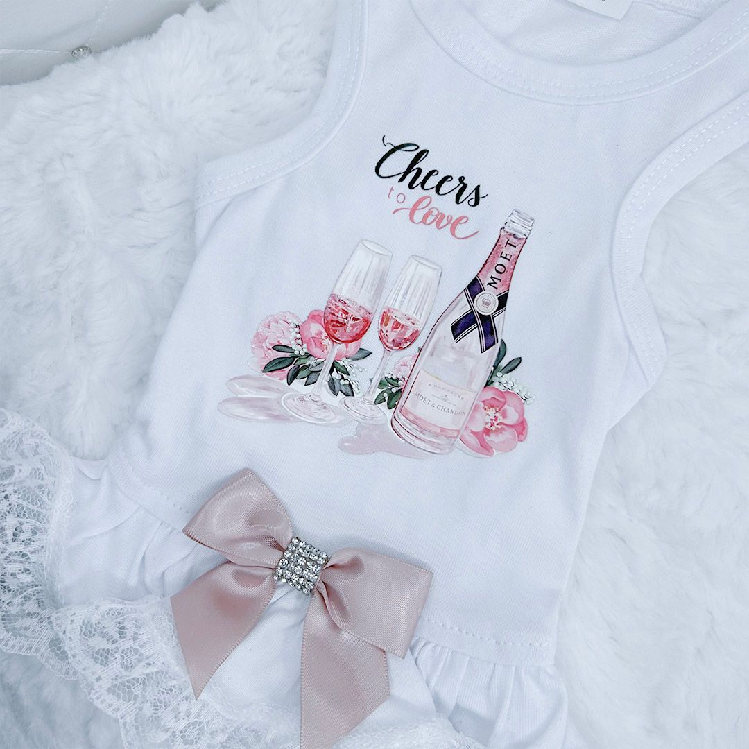 Hello Doggie Cheers Faux Fur Satin Crystal Dog Dress