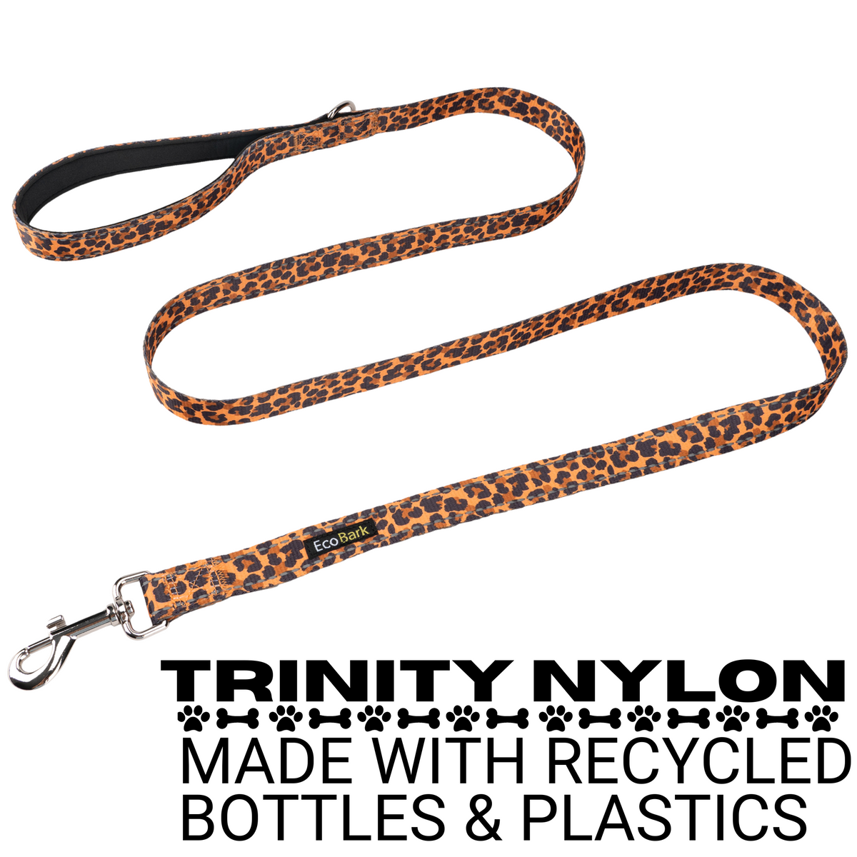 EcoBark cheetah print leash strap construction