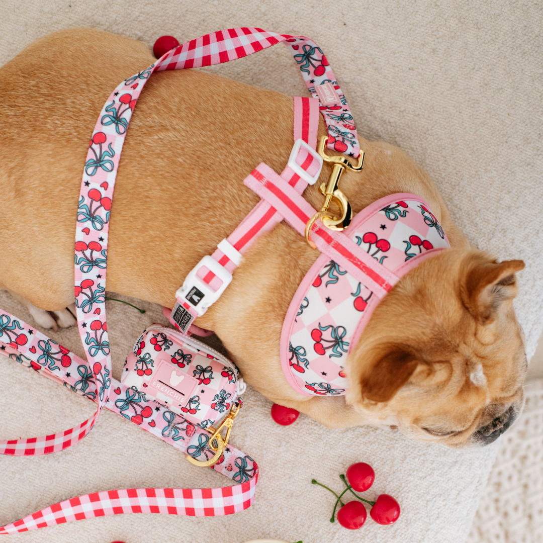 Frenchie Poo Bag Holder - Cherries Red
