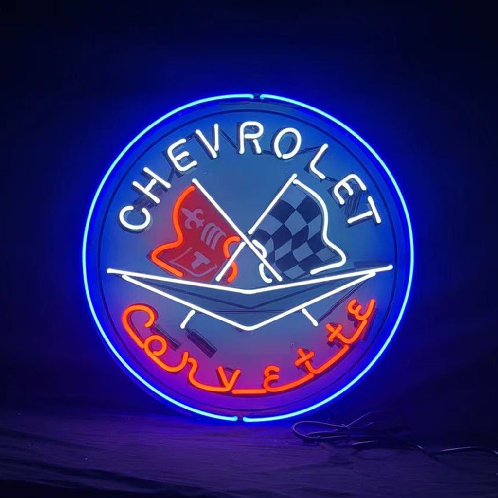 Chevrolet Corvette Logo Real Glass Neon Sign