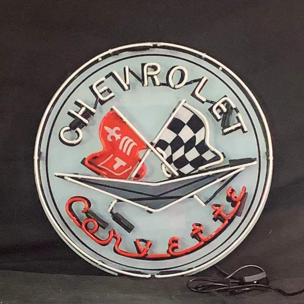 Chevrolet Corvette Logo Real Glass Neon Sign