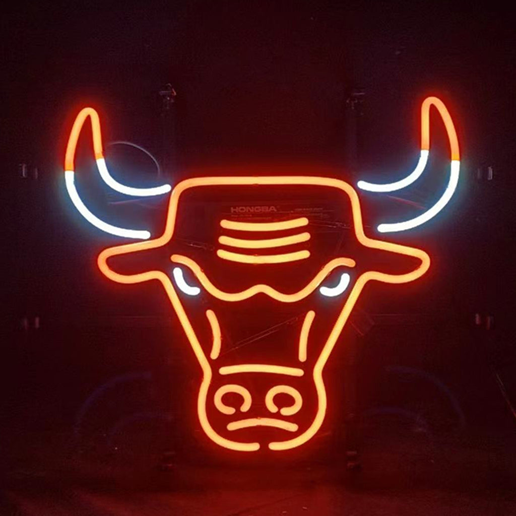 Chicago Bulls Basketball Logo Real Glass Neon Sign
