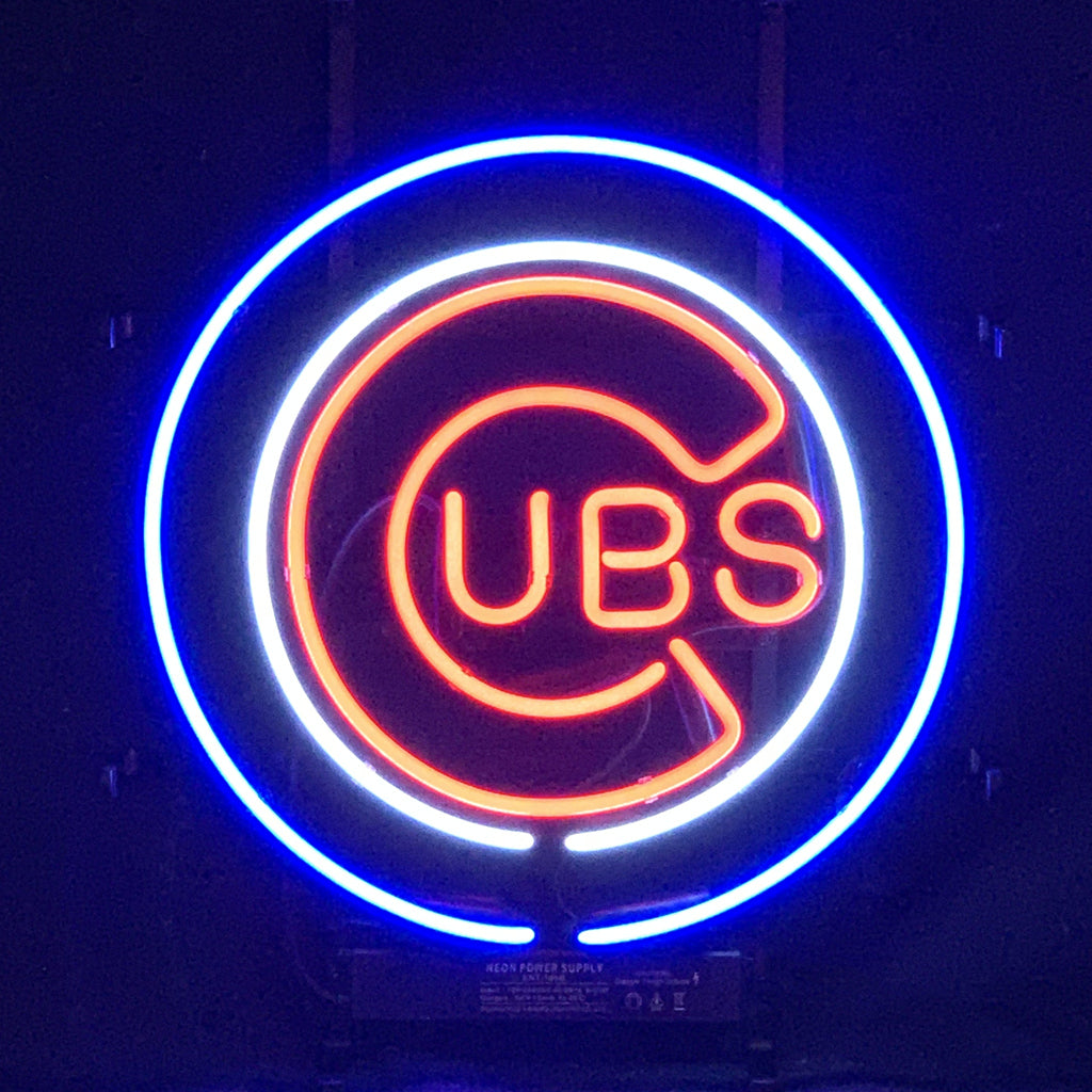 Chicago Cubs Baseball Logo Real Glass Neon Sign