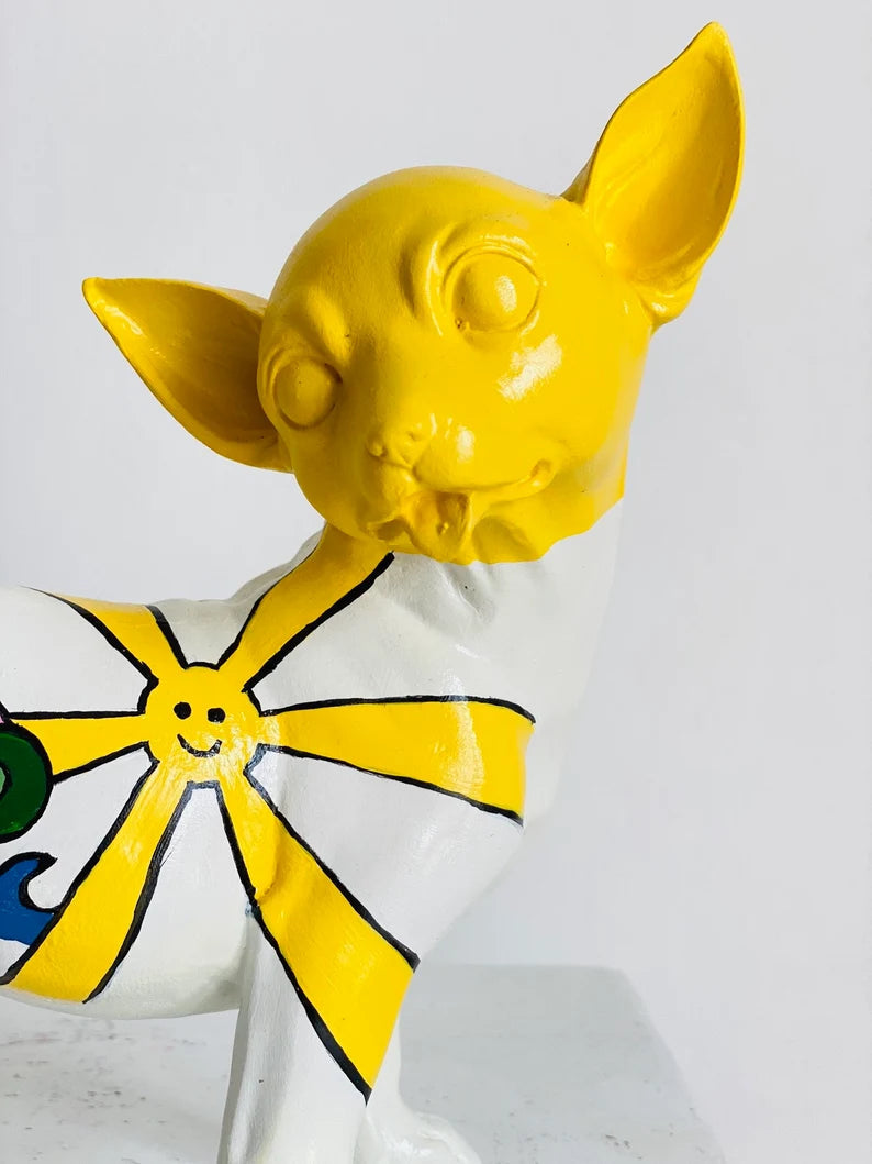 Chihuahua with Good Vibes Statue