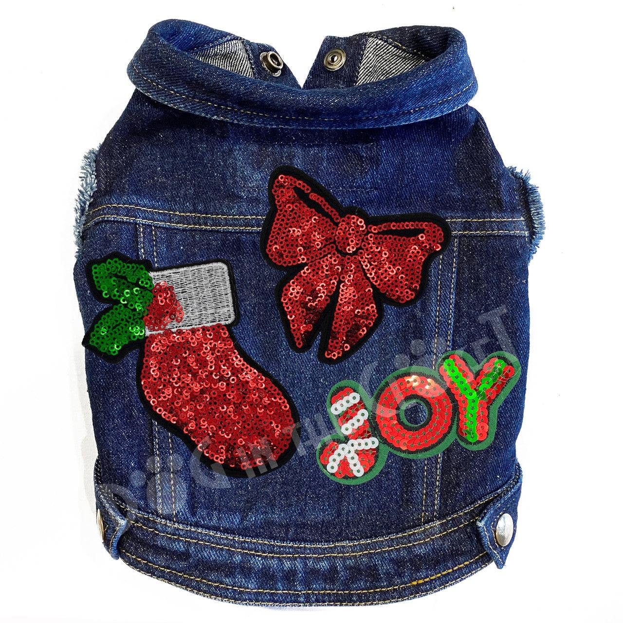 Christmas Bling Denim Dog Jacket