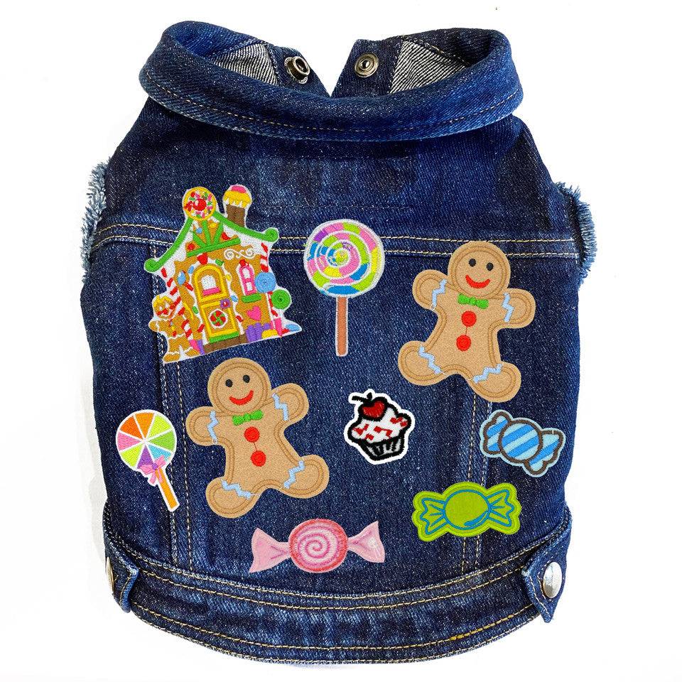 Christmas Gingerbread Denim Dog Jacket