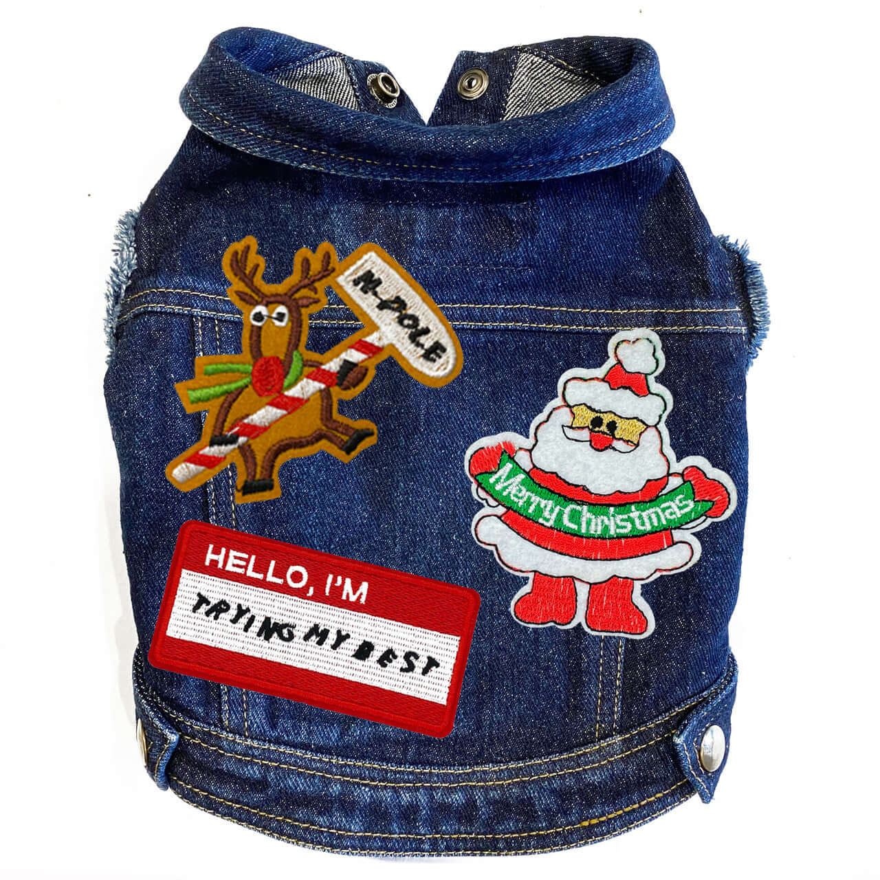 Christmas Im Trying My Best Denim Dog Jacket