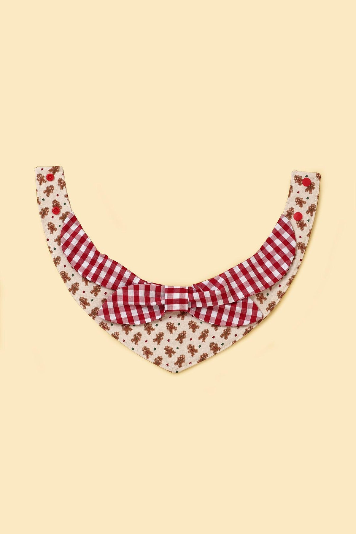 Christmas Morning Gingerbread Man Gingham Print Handmade Bandana | HT Animal Supply