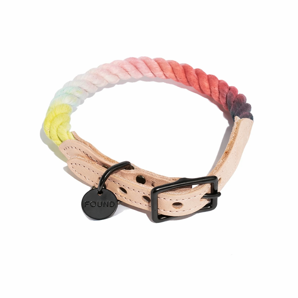 Claude Ombre Cotton Rope Cat & Dog Collar – Matte Black Hardware