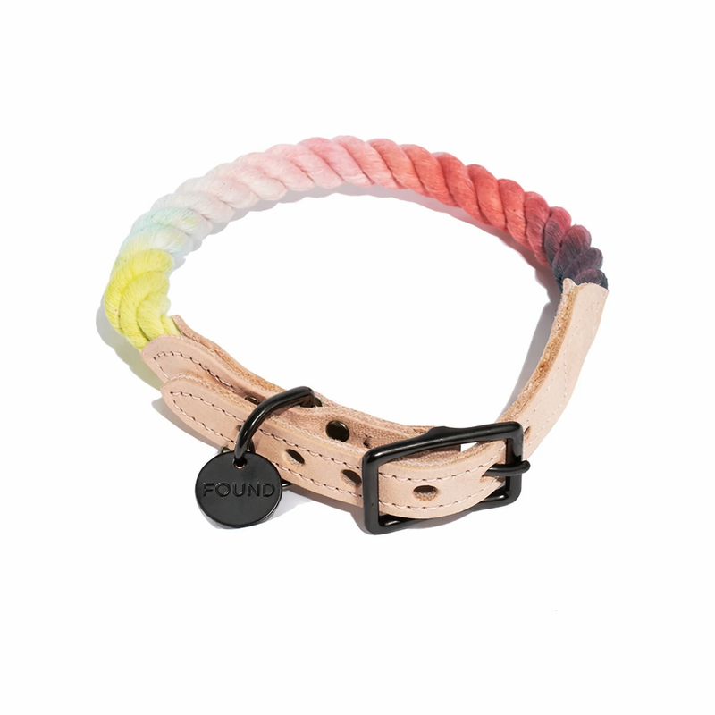 Claude Ombre Cotton Rope Cat & Dog Collar – Matte Black Hardware