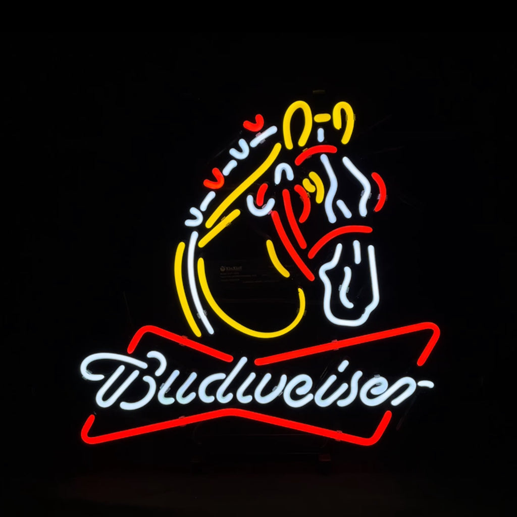 Budweiser Clydesdale Horse Real Glass Neon Sign