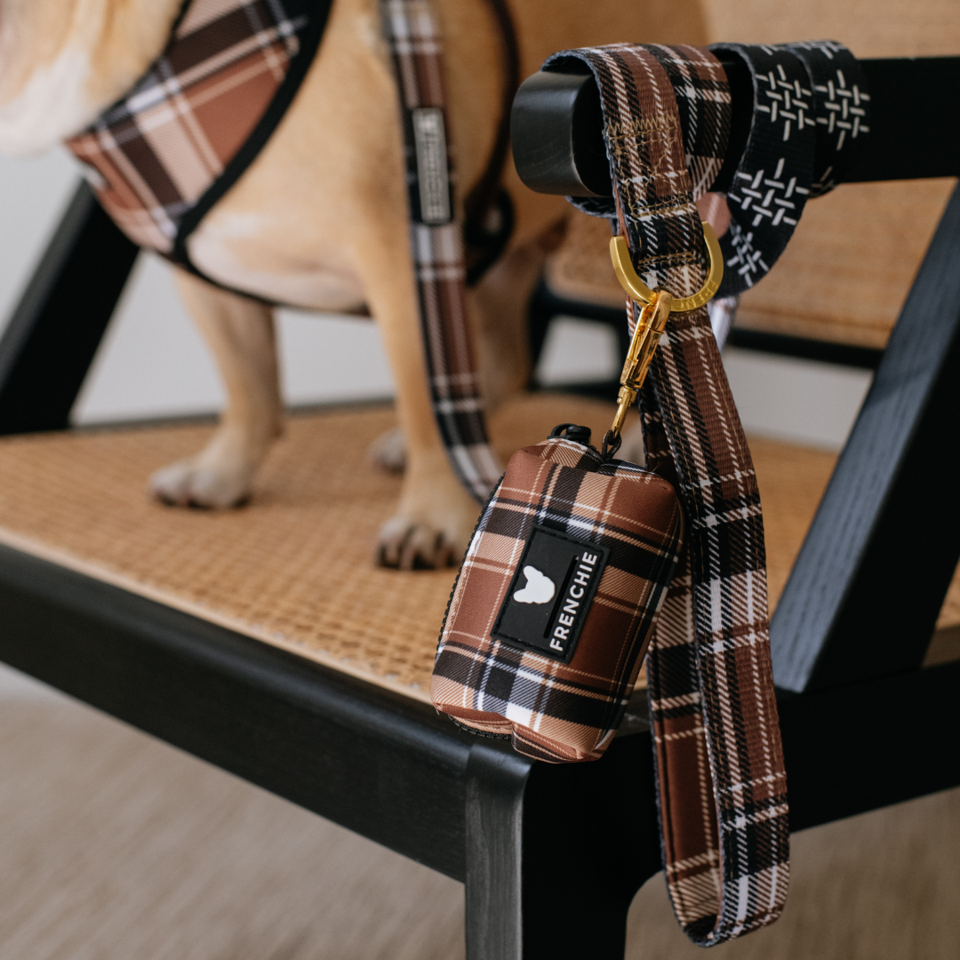 Frenchie Poo Bag Holder - Cocoa Plaid