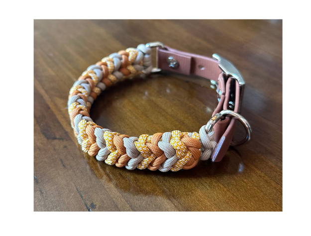 Coiled Charm Hand Braided Dog Collar in Mustard, Goldenrod, & Light Tan - HT Animal Supply
