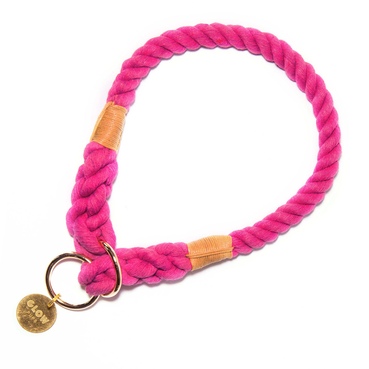 Glow Pups: Dark Pink Boho Chic Rope Slip Dog Collar