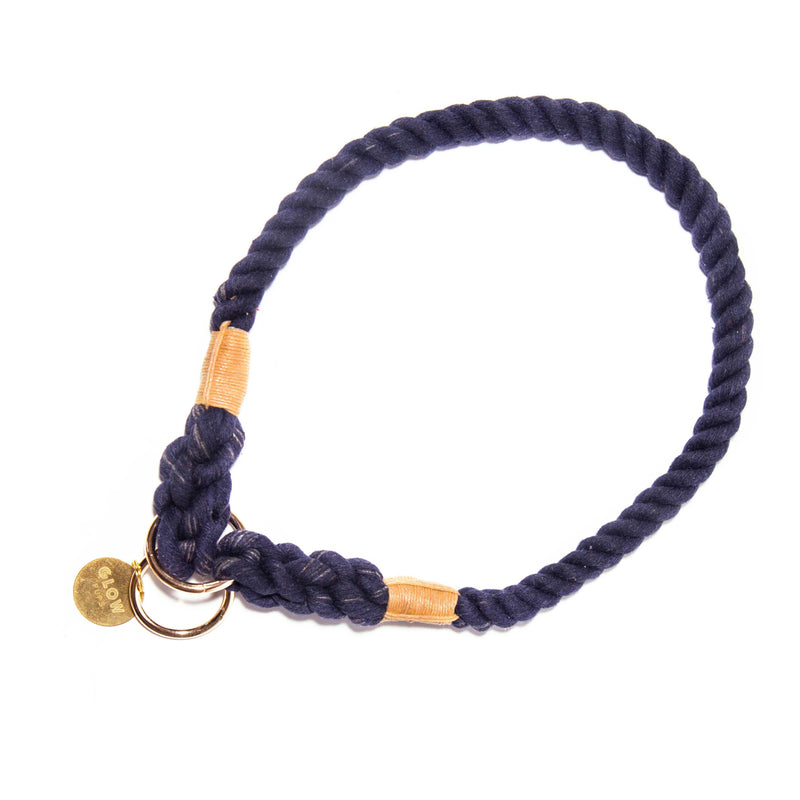 Glow Pups: Navy Blue Stylish Rope Slip Dog Collar