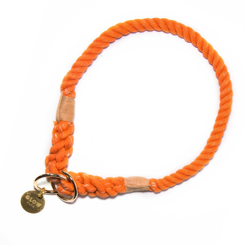 Glow Pups: Orange Stylish Rope Slip Dog Collar