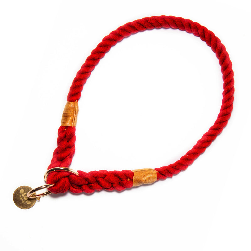 Glow Pups: Red Stylish Rope Slip Dog Collar