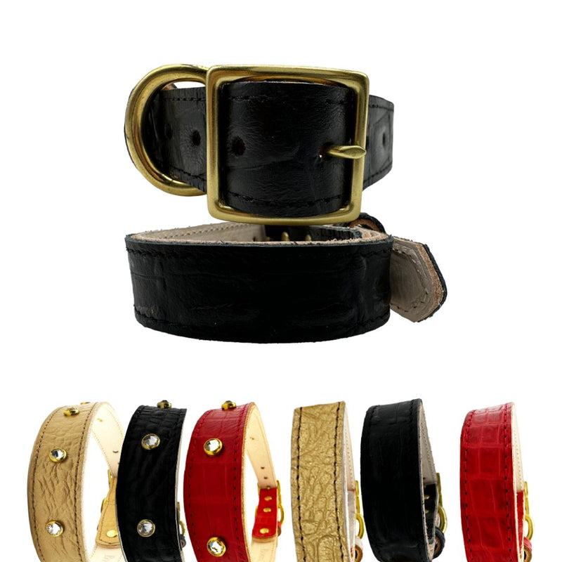 Bonne et Filou – Croc-Embossed Leather Dog Collar
