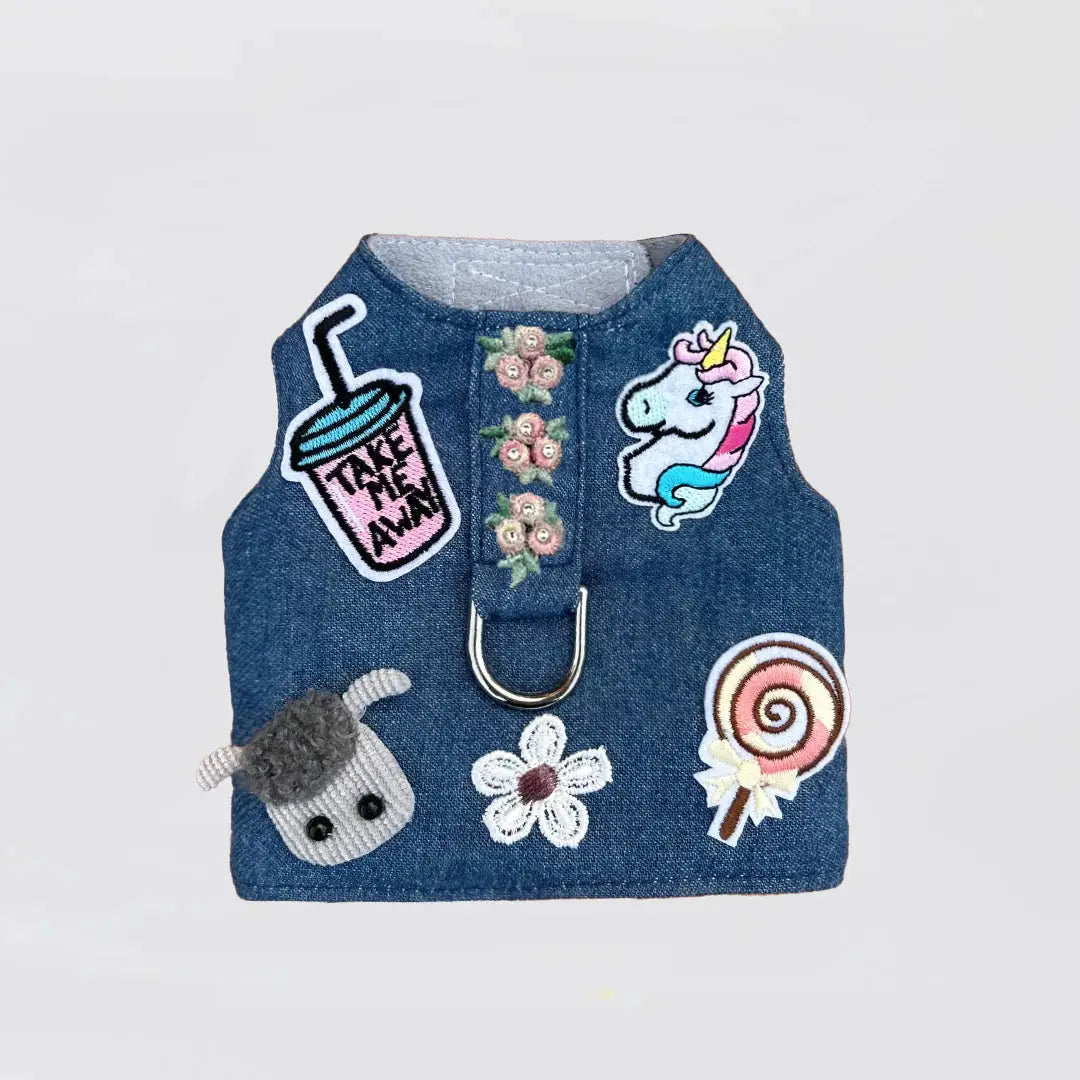 Cool Pup Dog Harness Blue Flowers