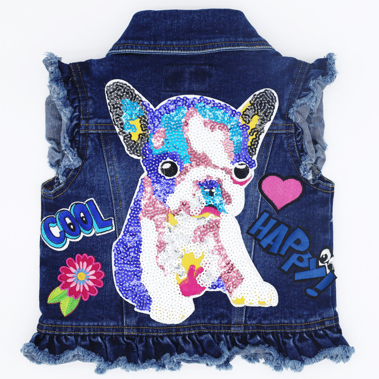 Cool & Happy Dog Kids Denim Vest