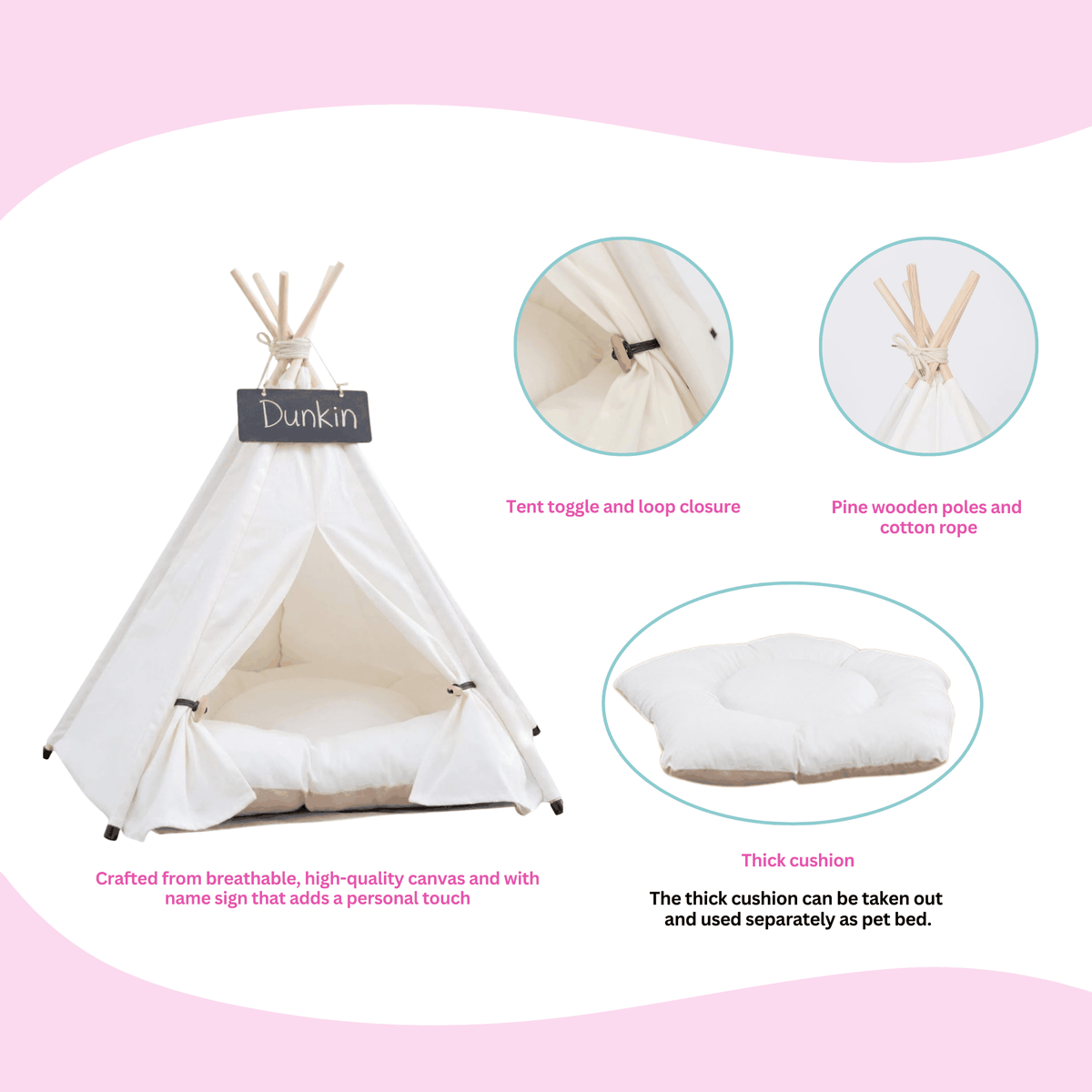 Glow Pups: White Pet Teepee Dog Bed