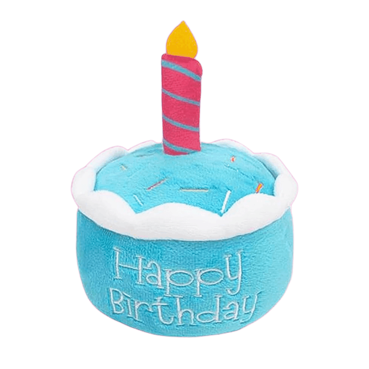 Glow Pups: Blue Birthday Cake Squeaky Plush Dog Toy
